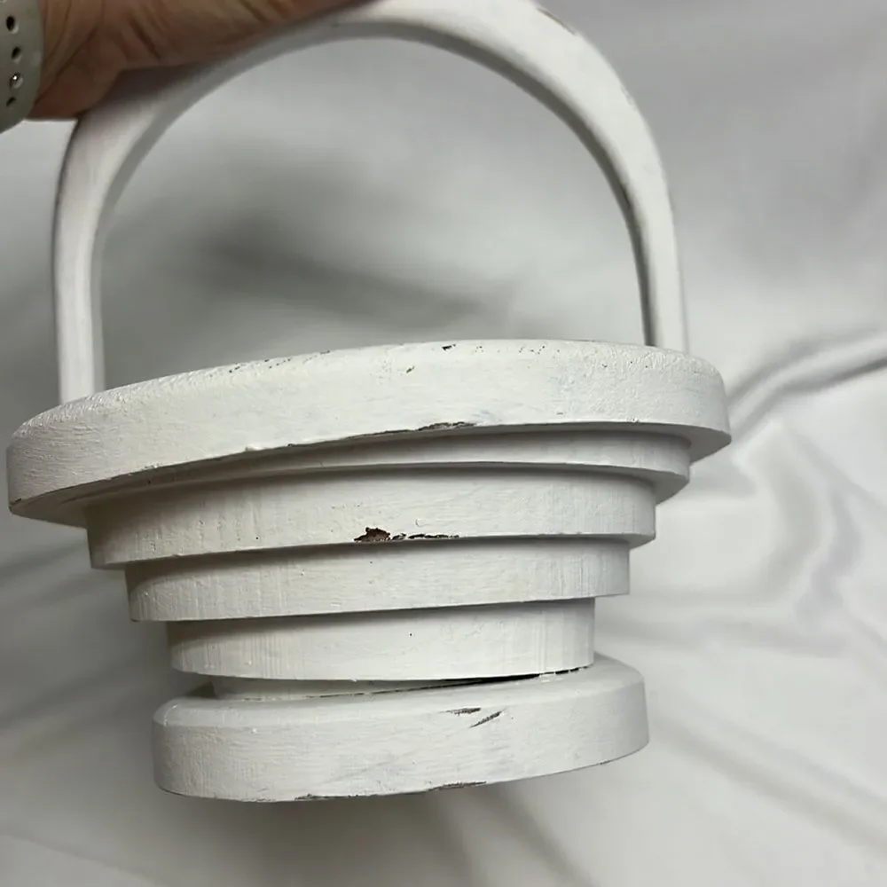 Oval Shaped Upcycled Alabaster Oak Wood  Decor Basket Bowl Organizer